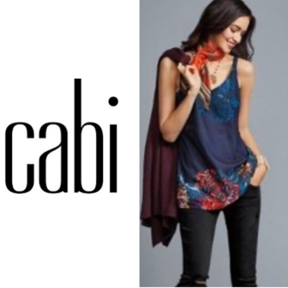 Cabi Artist Blue Multi Floral Cami Top - Picture 2 of 7